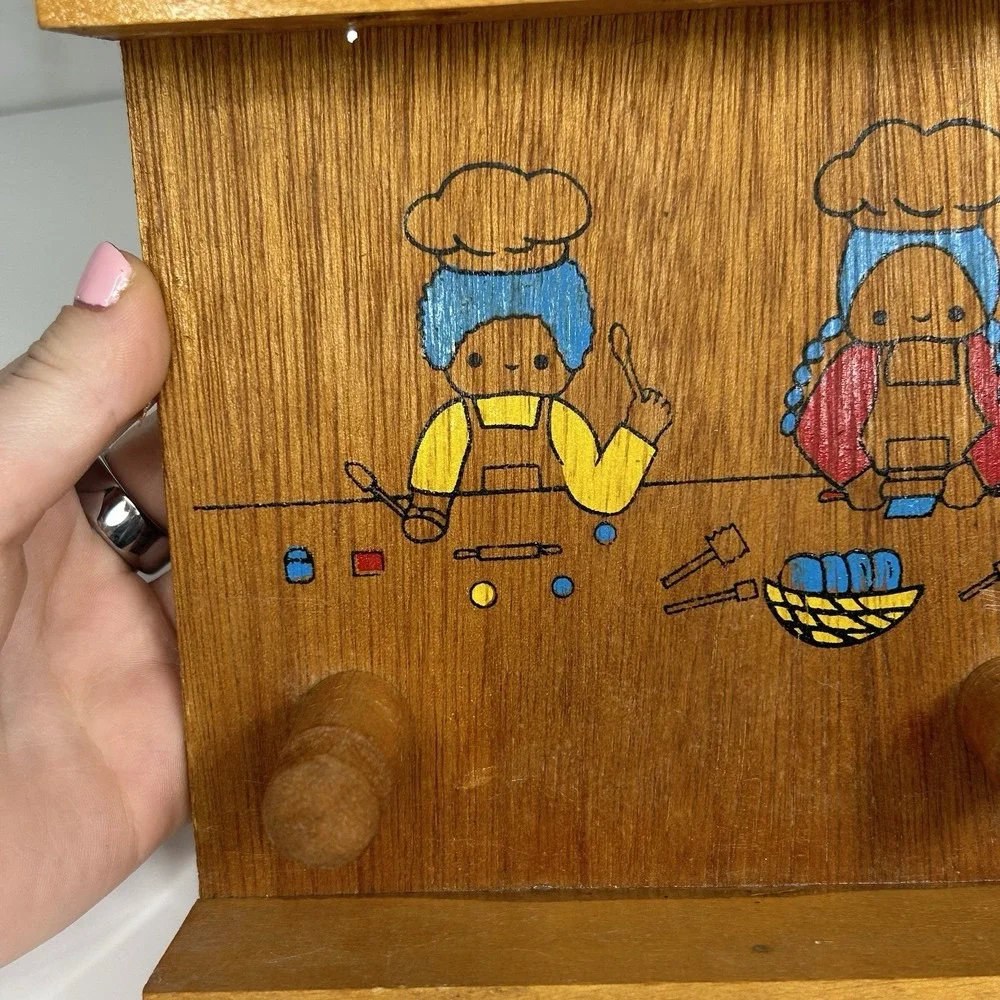 Rare Vintage Sanrio Japan Twins Patty And Jimmy Kitchen Wooden Utensils‎ Storage